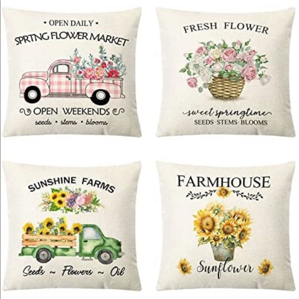 Spring Pillow Covers 18 x 18 Set of 4